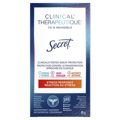 Secret Clinical Strength Invisible Solid Antiperspirant and Deodorant, Stress Response, 45 g