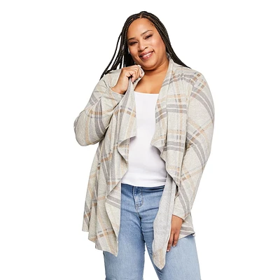 Cardigan ouvert en cascade Iyla Plus pour femmes Tailles 1X-4X