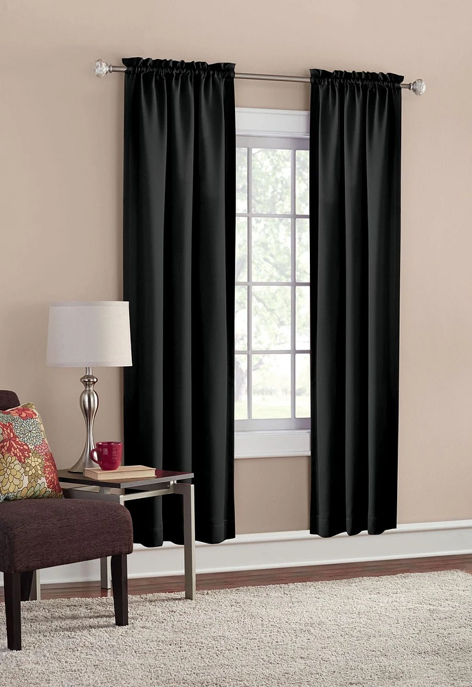 Mainstays Solid Color Room Darkening Rod Pocket Curtain Panel Pair