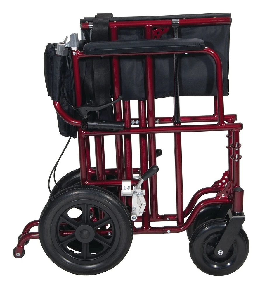 Drive Medical Red Bariatric Heavy Duty Transport Wheelchair