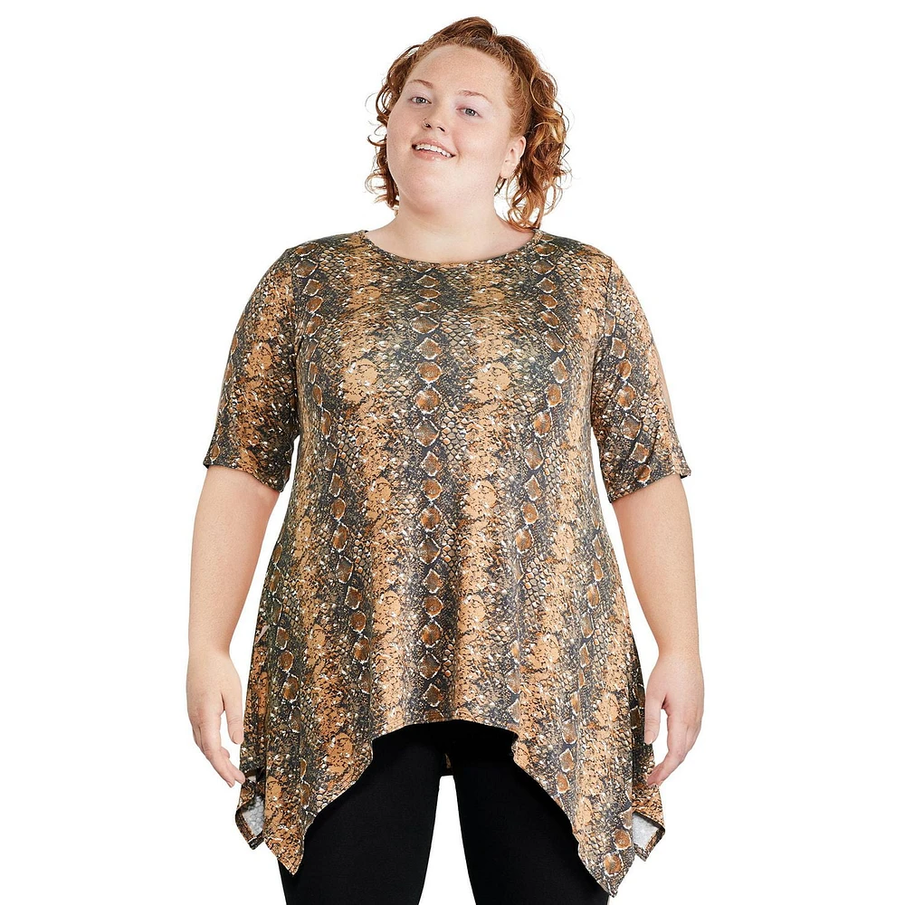 George Women's Plus Sharkbite Hem Tee, Sizes 1X-4X