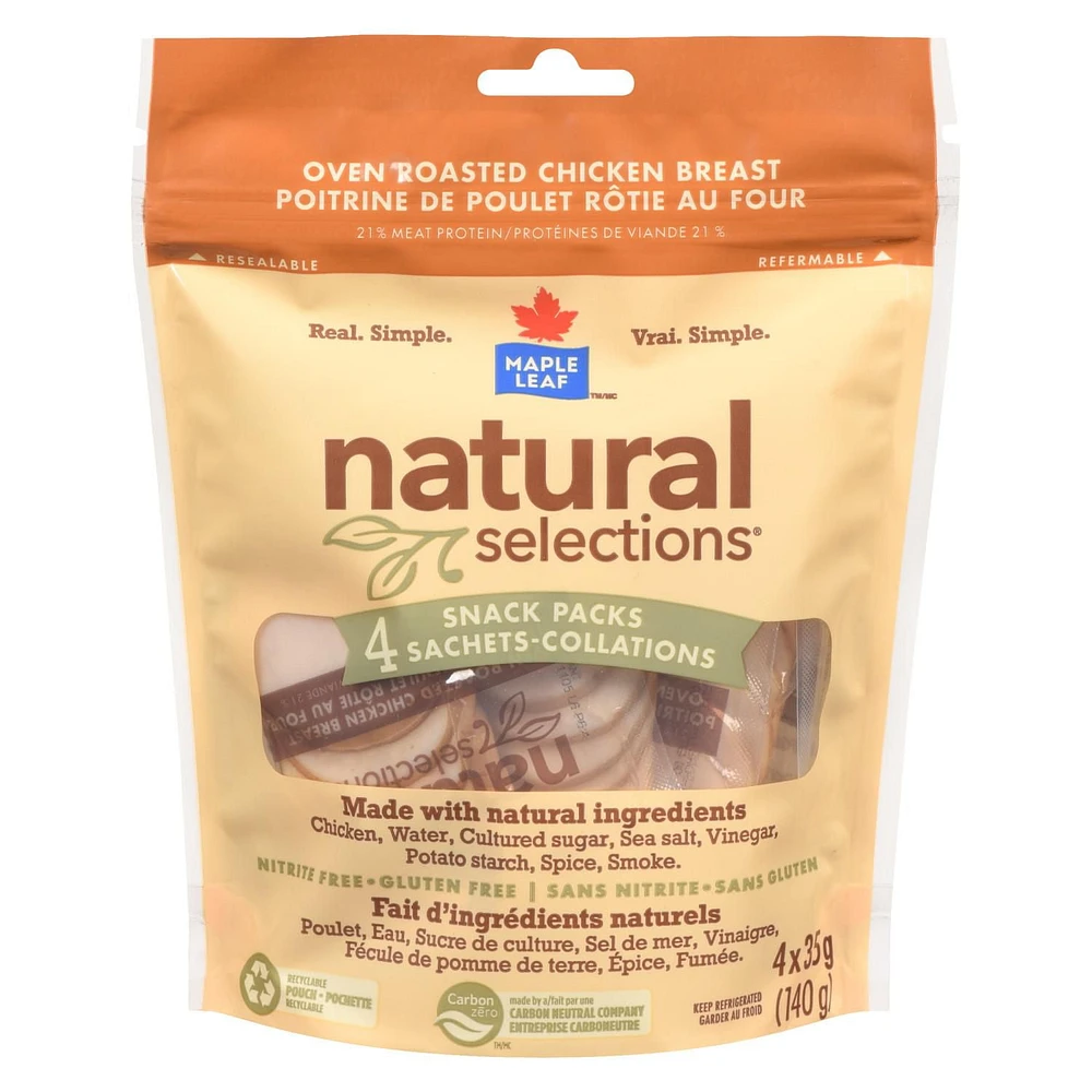 Maple Leaf Natural Selections Oven Roasted Chicken Breast Snack Packs