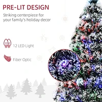 HOMCOM 3ft Xmas Tree Pre-Lit LED Optical Fiber Christmas Tree Artificial Seasonal Decor w/Stand and Decoration Winter Holiday