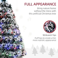 HOMCOM 3ft Xmas Tree Pre-Lit LED Optical Fiber Christmas Tree Artificial Seasonal Decor w/Stand and Decoration Winter Holiday