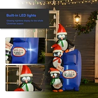 Homcom 1,8 m de Noël Gonflable Pingouins Boîte aux Lettres Scène de Vacances Cour Pelouse Décoration avec LED Lumières Intérieur Extérieur Blow Up Decor