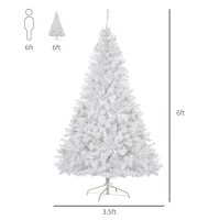 HOMCOM 6FT Prelit Artificial Christmas Tree Warm White LED Light Holiday Home Xmas Decoration with Automatic Open, White