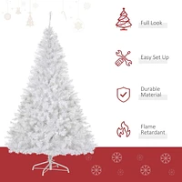 HOMCOM 6FT Prelit Artificial Christmas Tree Warm White LED Light Holiday Home Xmas Decoration with Automatic Open, White