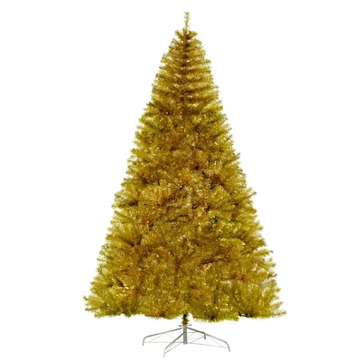 HOMCOM 7.5FT Artificial Christmas Tree Golden Xmas Tree for Holiday Carnival Party Decorations w/ Branch Tips for Indoor Use