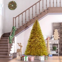 Homcom Arbre de Noël artificiel de 2,1 m Arbre de Noël doré pour décorations de fête de carnaval de vacances avec embouts de branche pour une utilisation en intérieur