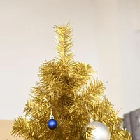 Homcom Arbre de Noël artificiel de 2,1 m Arbre de Noël doré pour décorations de fête de carnaval de vacances avec embouts de branche pour une utilisation en intérieur