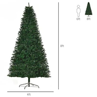 HOMCOM 8FT Artificial Christmas Tree Holiday Indoor Home Xmas Decoration for Party, with Foldable Base, Green