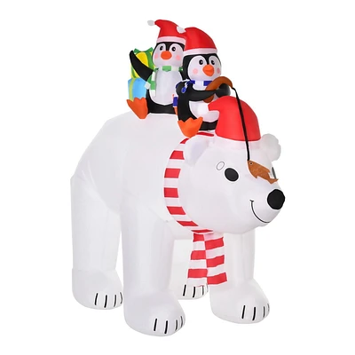 HOMCOM 7ft Christmas Decoration with Polar Bear and Two Penguins Inflatable Santa Decor Easy Set-Up Blow UP Decoration for Holiday Yard