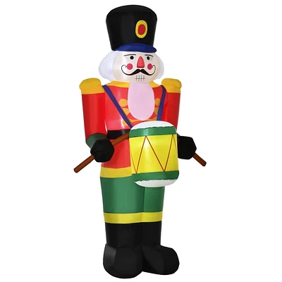 HOMCOM 8ft Christmas Inflatable Decoration with Soldier Playing Drums Easy Set-Up Blow UP Decoration for Holiday Yard