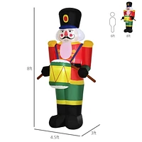 HOMCOM 8ft Christmas Inflatable Decoration with Soldier Playing Drums Easy Set-Up Blow UP Decoration for Holiday Yard