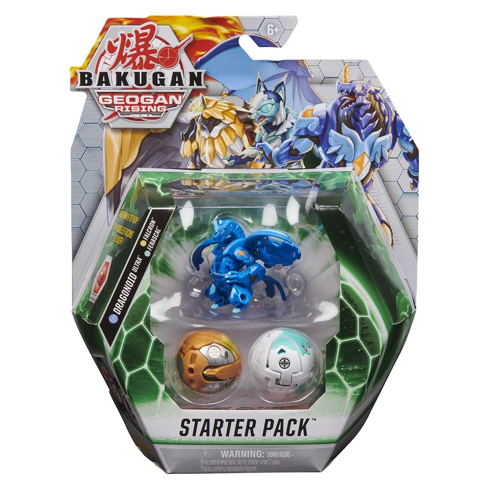 Bakugan Starter Pack 3-Pack, Dragonoid Ultra, Geogan Rising Collectible Action Figures