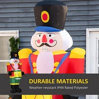 HOMCOM 8ft Christmas Inflatable Decoration with Soldier Playing Drums Easy Set-Up Blow UP Decoration for Holiday Yard