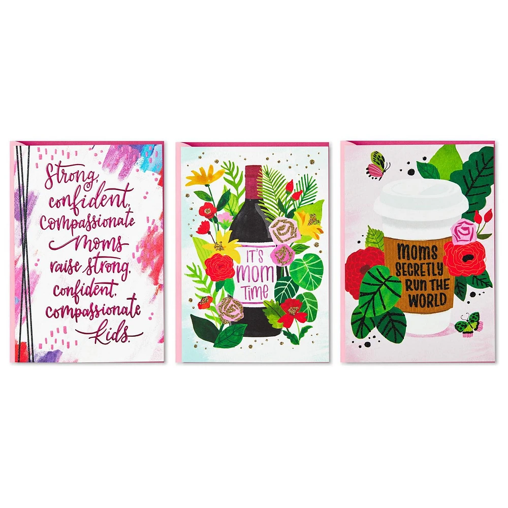 Hallmark Mothers Day Cards Assortment, Pack of 3 for Friends (Moms Run the World)