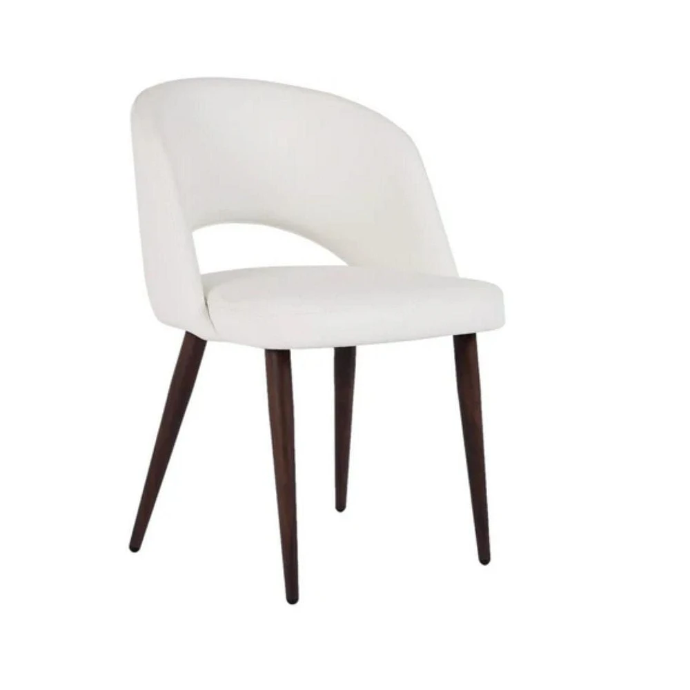 Executive Wood Dining Chair with White Leather Upholstery