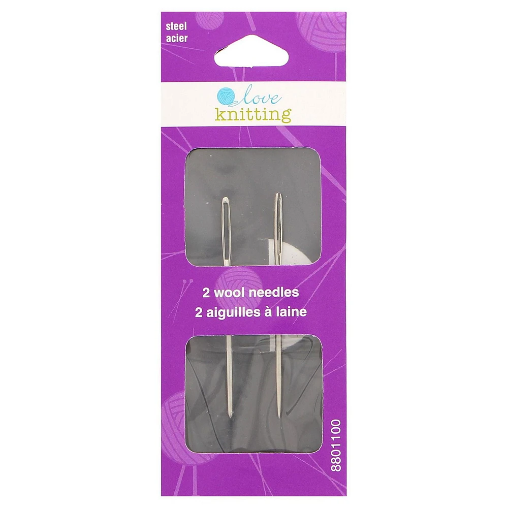 LOVE KNITTING Wool Needles - Steel - 2 pcs., 2 Steel Wool Needles.