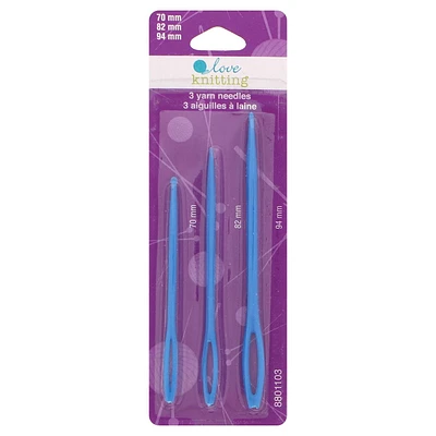 LOVE KNITTING Yarn Needles - Plastic - 3 pcs, 3 Plastic Yarn Needles.