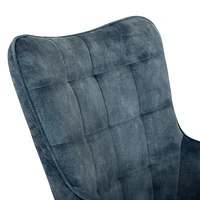 Charlotte Winged Back Velvet Accent Chair with Stool