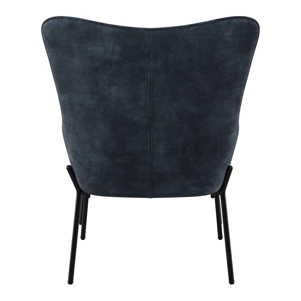 Charlotte Winged Back Velvet Accent Chair with Stool