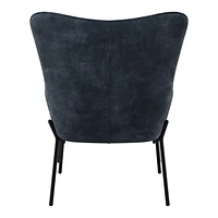 Charlotte Winged Back Velvet Accent Chair with Stool