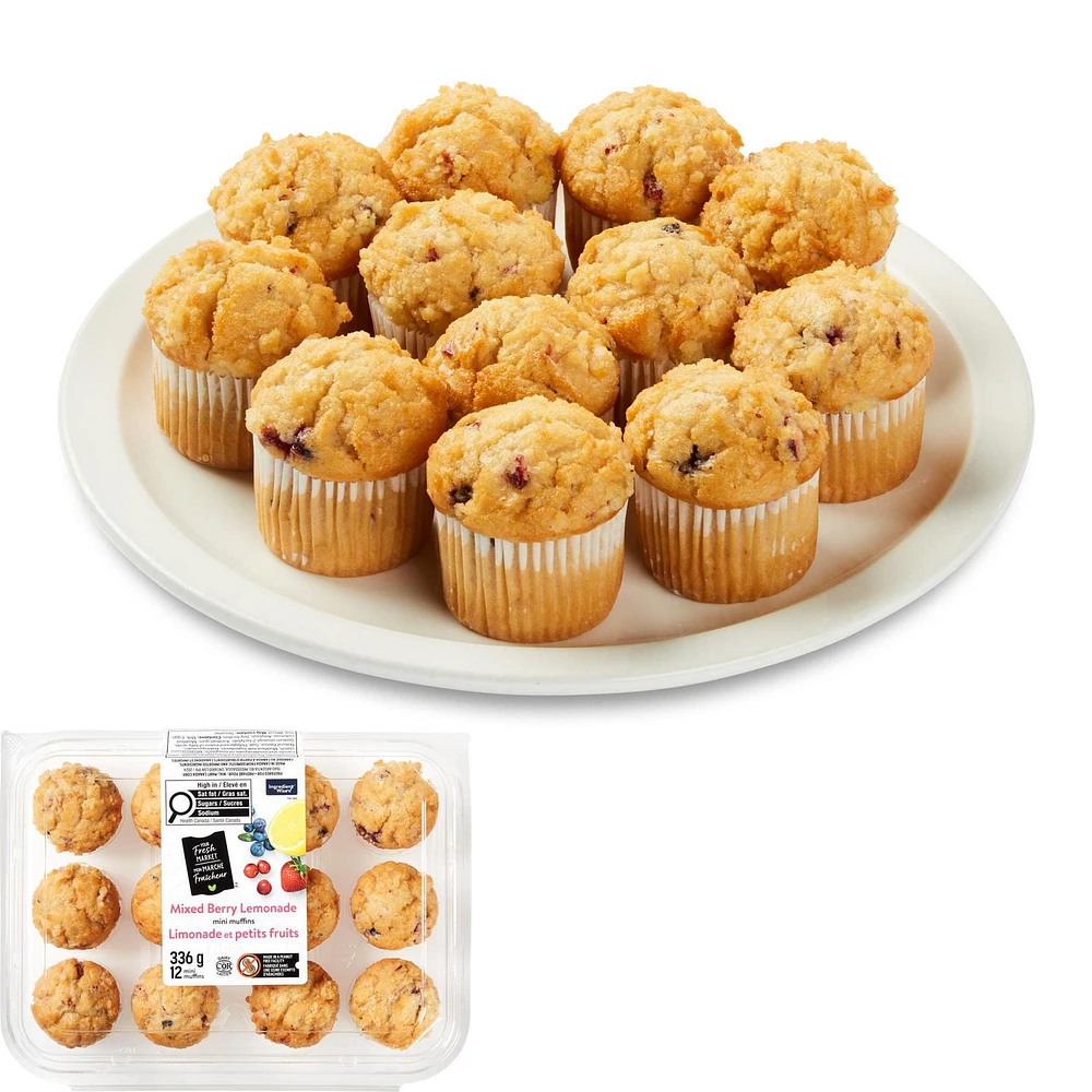 Your Fresh Market Mixed Berry Lemonade Mini Muffins, 12 muffins, 336 g total