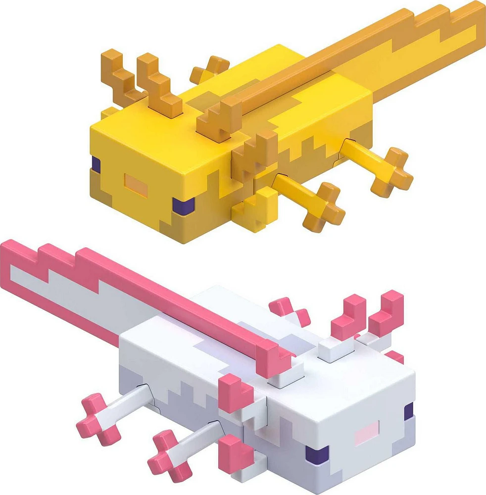 Minecraft Axolotls Gold and White Figures