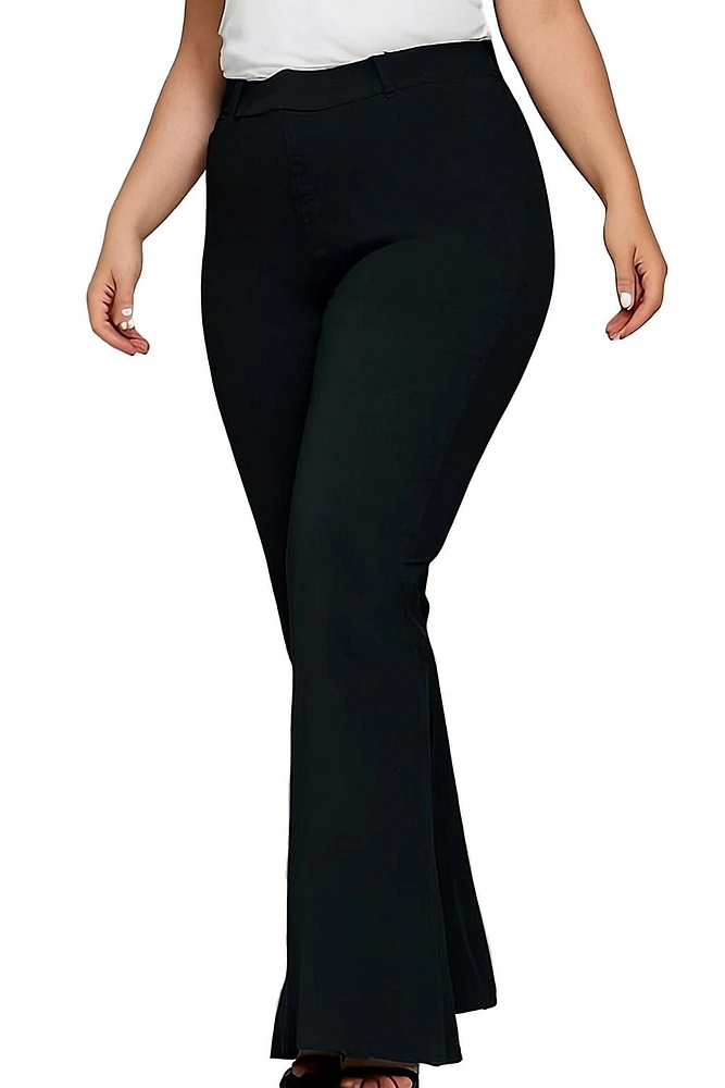 Frankie & Stella ™Ladie's High Rise Wide Leg Pant PLUS-BLACK