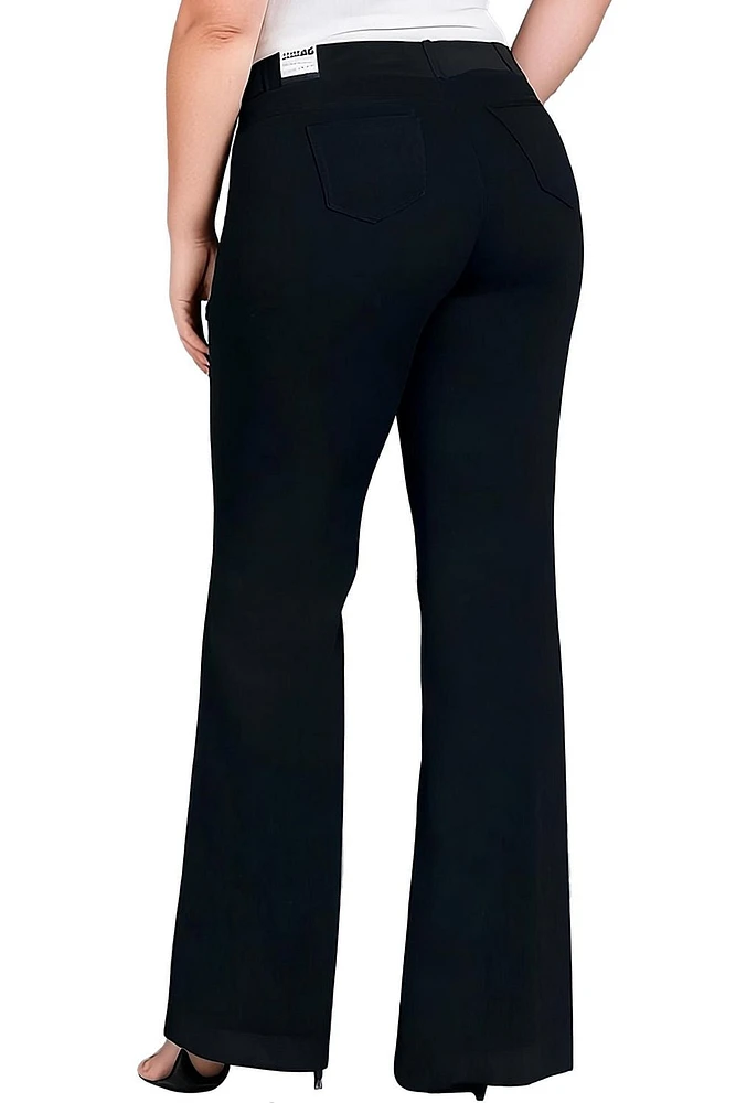 Frankie & Stella ™Ladie's High Rise Wide Leg Pant PLUS-BLACK