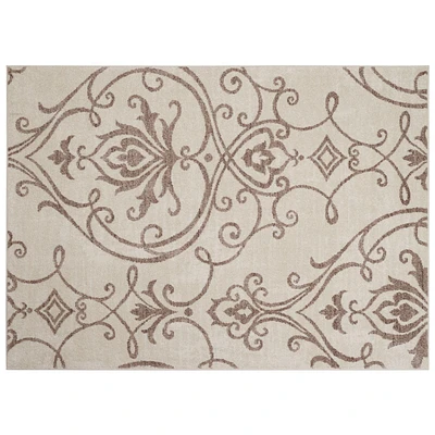 hometrends Beige Floral Swirl Synthetic Area Rug, 5'3" x 7', durable