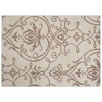 hometrends Beige Floral Swirl Synthetic Area Rug, 5'3" x 7', durable