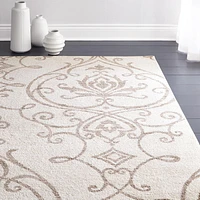 hometrends Beige Floral Swirl Synthetic Area Rug, 5'3" x 7', durable