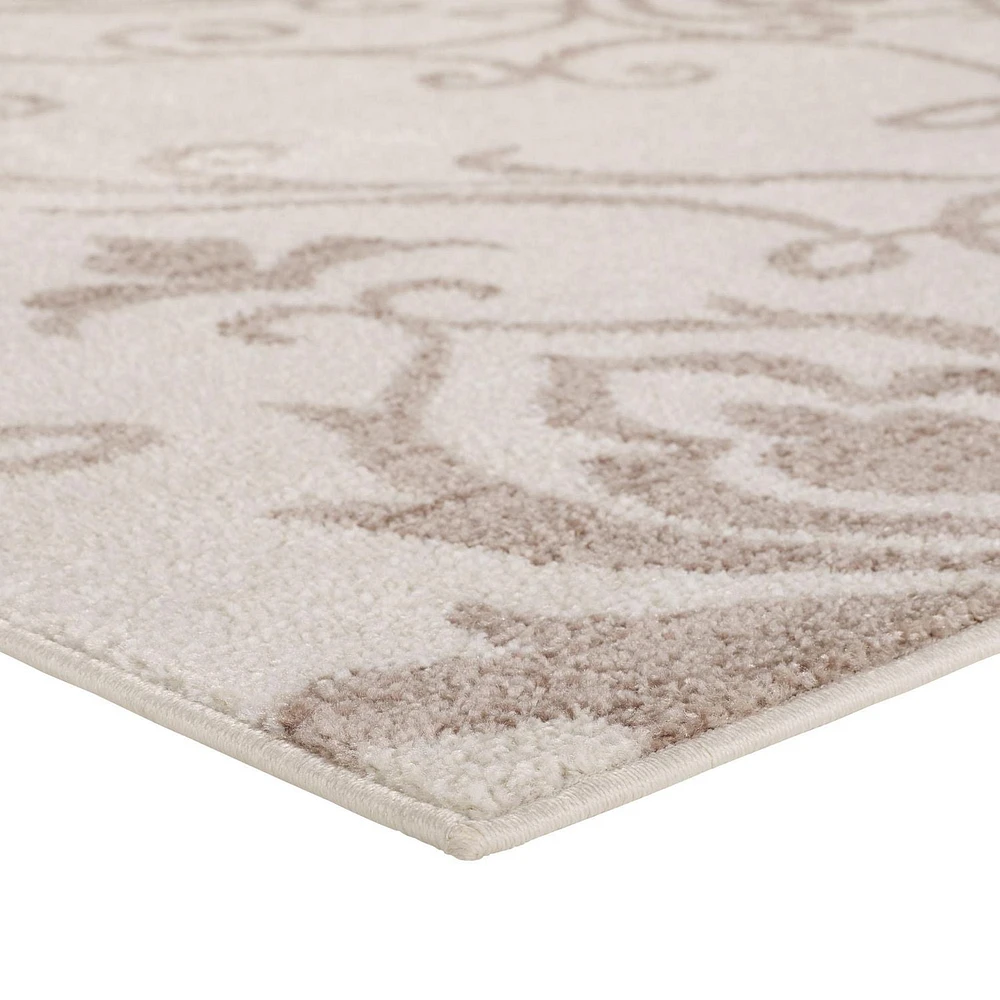 hometrends Beige Floral Swirl Synthetic Area Rug, 5'3" x 7', durable