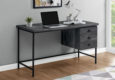 Monarch Specialties Computer Desk, Home Office, Laptop, Storage Drawers, 55"l, Work, Metal, Laminate, Black, Contemporary, Modern