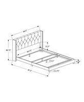 Monarch Specialties Bed, Queen Size, Platform, Bedroom, Frame, Upholstered, Velvet, Wood Legs, Grey, Chrome, Transitional