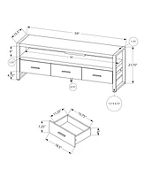 Monarch Specialties Tv Stand, 60 Inch, Console, Media Entertainment Center, Storage Drawers, Living Room, Bedroom, Metal, Laminate, Black, Contemporary, Modern