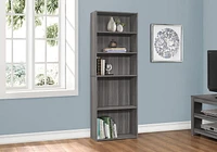 Monarch Specialties Bookshelf, Bookcase, 6 Tier, 72"h, Office, Bedroom, Laminate, Grey, Transitional