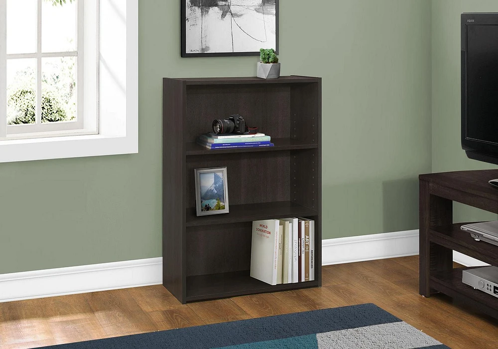 Monarch Specialties Bookshelf, Bookcase, 4 Tier, 36"h, Office, Bedroom, Laminate, Brown, Transitional