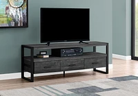 Monarch Specialties Tv Stand, 60 Inch, Console, Media Entertainment Center, Storage Drawers, Living Room, Bedroom, Metal, Laminate, Black, Contemporary, Modern