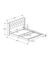 Monarch Specialties Bed, Queen Size, Platform, Bedroom, Frame, Upholstered, Velvet, Wood Legs, Grey, Chrome, Transitional