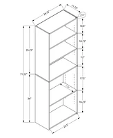 Monarch Specialties Bookshelf, Bookcase, 6 Tier, 72"h, Office, Bedroom, Laminate, Grey, Transitional