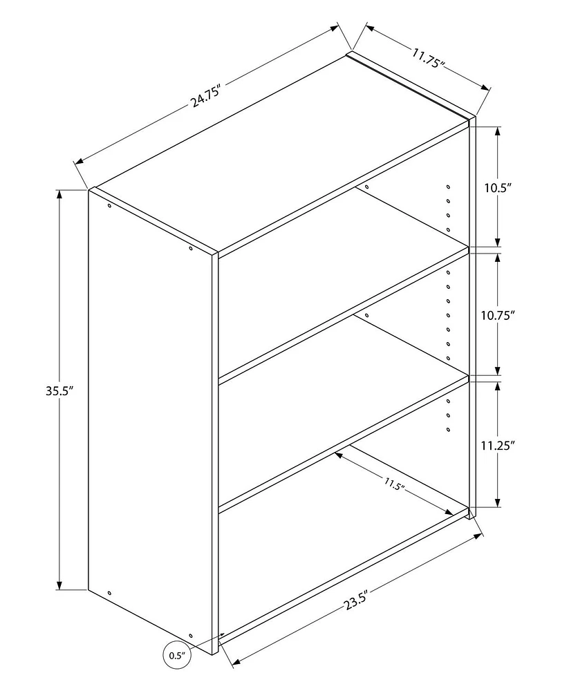 Monarch Specialties Bookshelf, Bookcase, 4 Tier, 36"h, Office, Bedroom, Laminate, Brown, Transitional