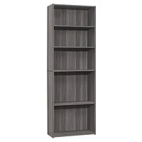 Monarch Specialties Bookshelf, Bookcase, 6 Tier, 72"h, Office, Bedroom, Laminate, Grey, Transitional