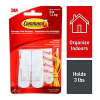 Command™ Medium Utility Hooks, 17001C, 2 Md Hooks, 4 Strips