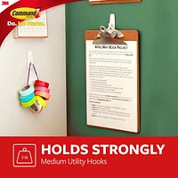 Command™ Medium Utility Hooks, 17001C, 2 Md Hooks, 4 Strips