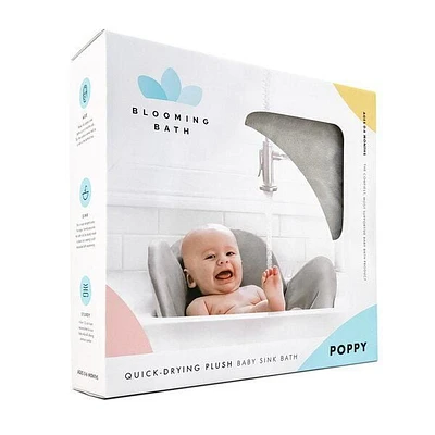 Blooming Bath Poppy Baby Bath Seat - Minky Baby Bathtub, Fits Most Sinks - Newborn to 6 months - Baby Essentials - Baby Gifts - Washer Safe - 30