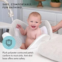 Blooming Bath Lotus Baby Bath Seat - Premium Baby Bathtub, Fits Most Sinks - Newborn to 6 Months - Baby Essentials - Baby Gifts - 33" - Grey/White/Yellow