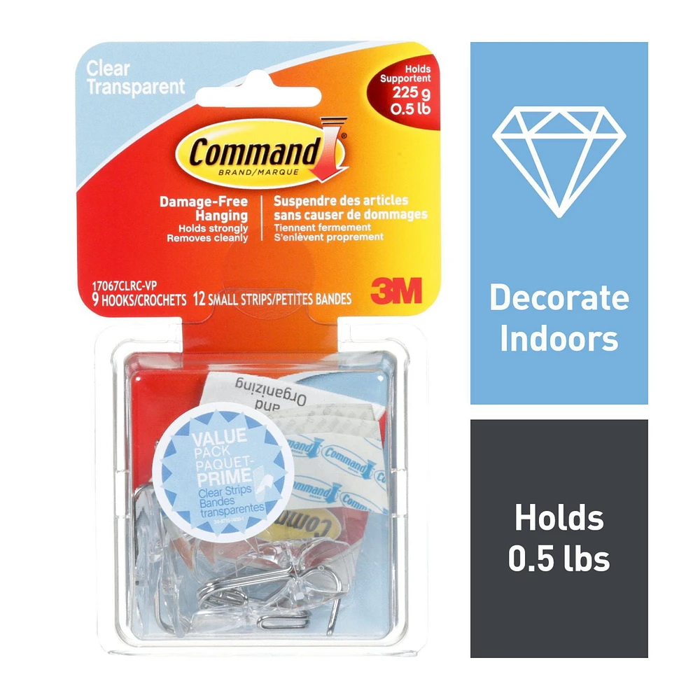 Command™ Small Wire Hooks Value Pack, 17067CLRC-VP, Clear, Crochet Command(MC) 17067CLRVP